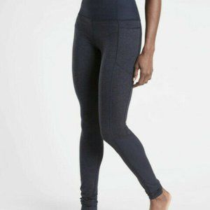 Athleta Exhale High Rise Stash Pocket Heel Tights Navy XS NEW!